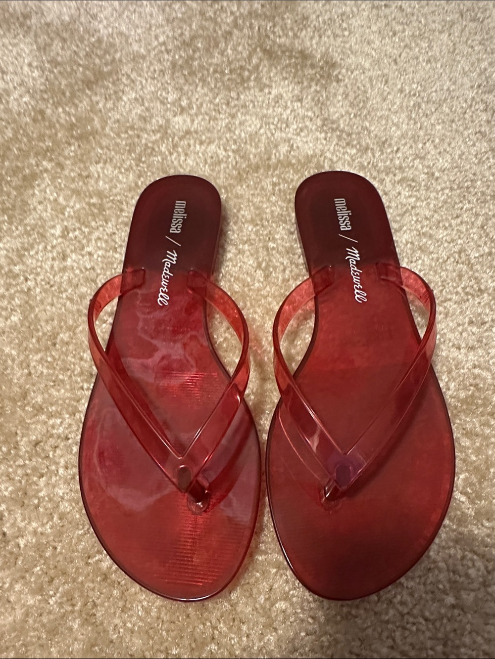 Madewell X Melissa  Red Jelly Flip Flop Sandals